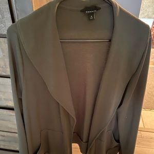 Open front, olive green jacket